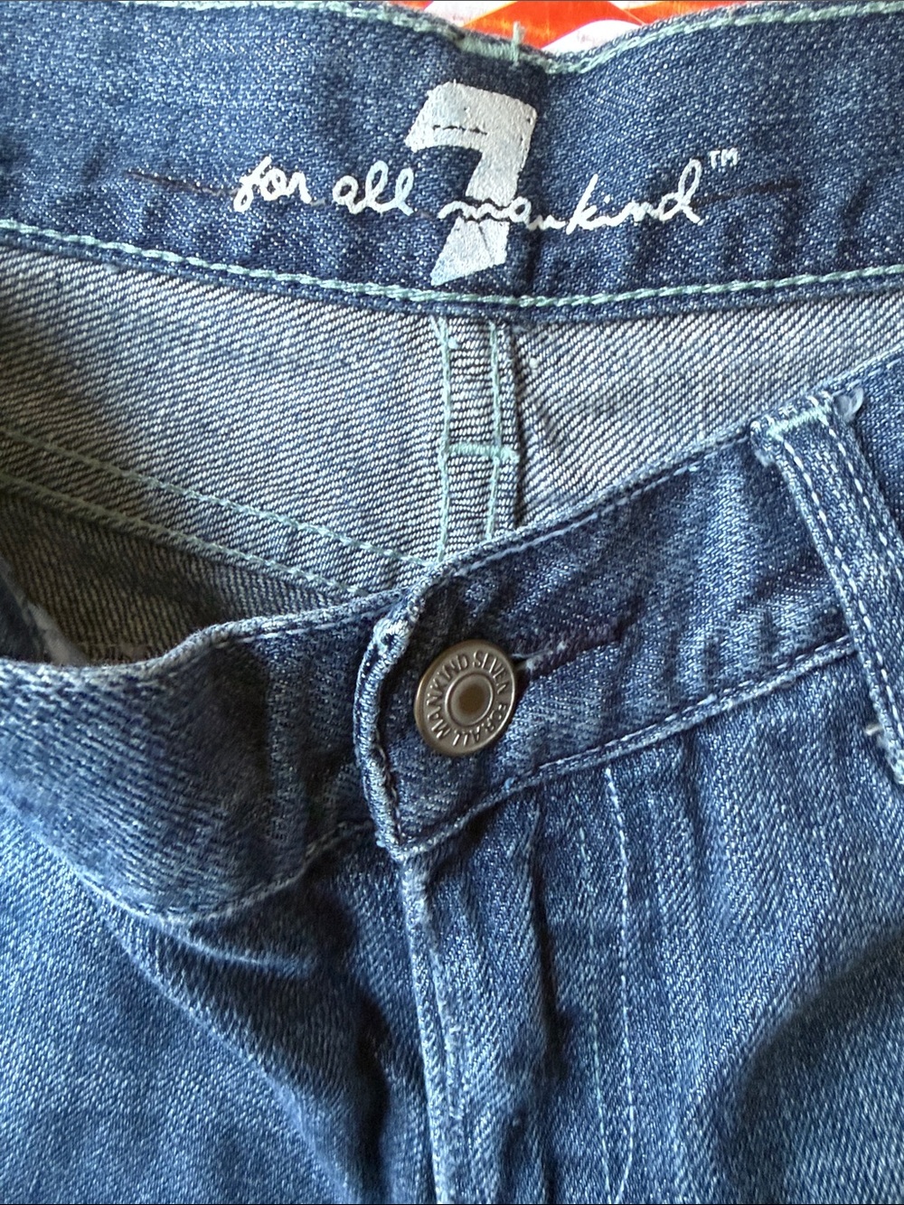 7 For All Mankind Indigo Flare Wide-Leg Jeans - Picture 3 of 5